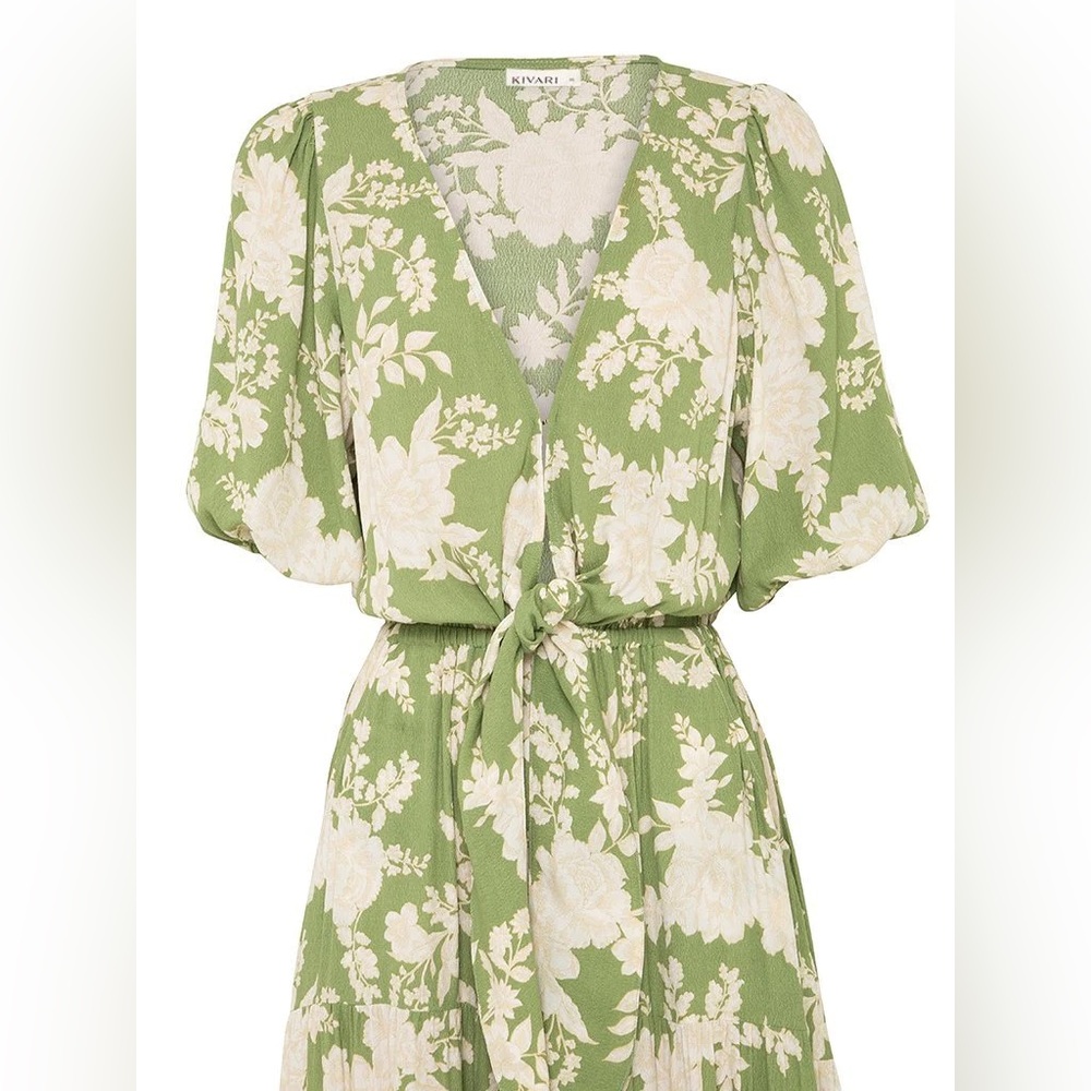 KIVARI Yara Floral Apple Green Tie Front Maxi Dress NWT - Picture 11 of 16